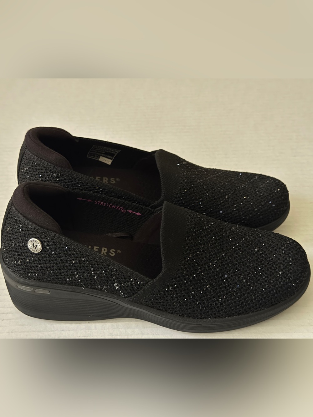 Martha Stewart X Skechers Pier Lite Slip On Black Shoes Women's Size 7.5 #188019